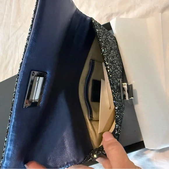 Anya Hindmarch New Valorie Glitter Sparkle Evening Clutch - Black Multi NIB 0604 - Picture 4 of 10